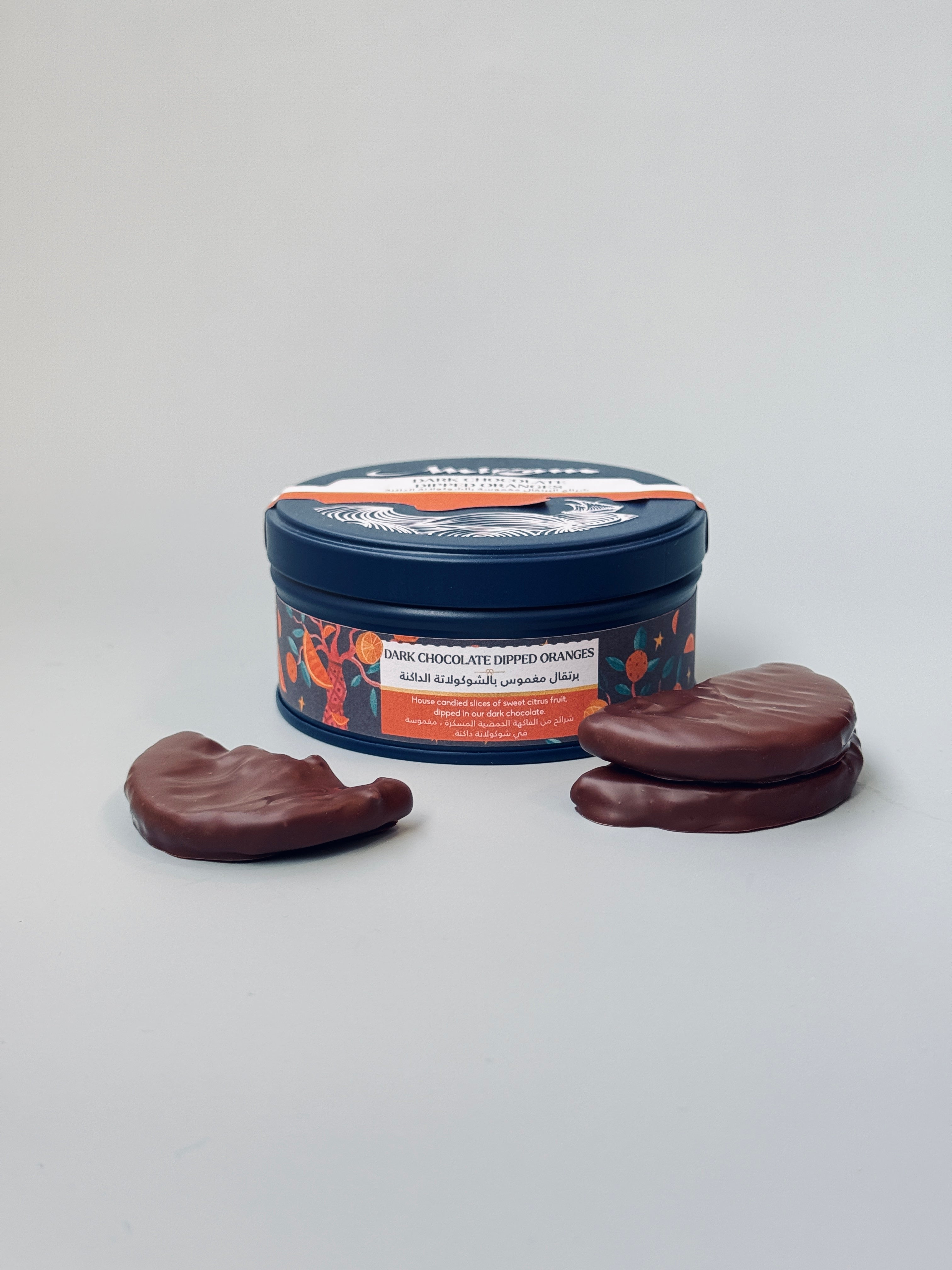 Dark Chocolate Dipped Oranges - Small Tin