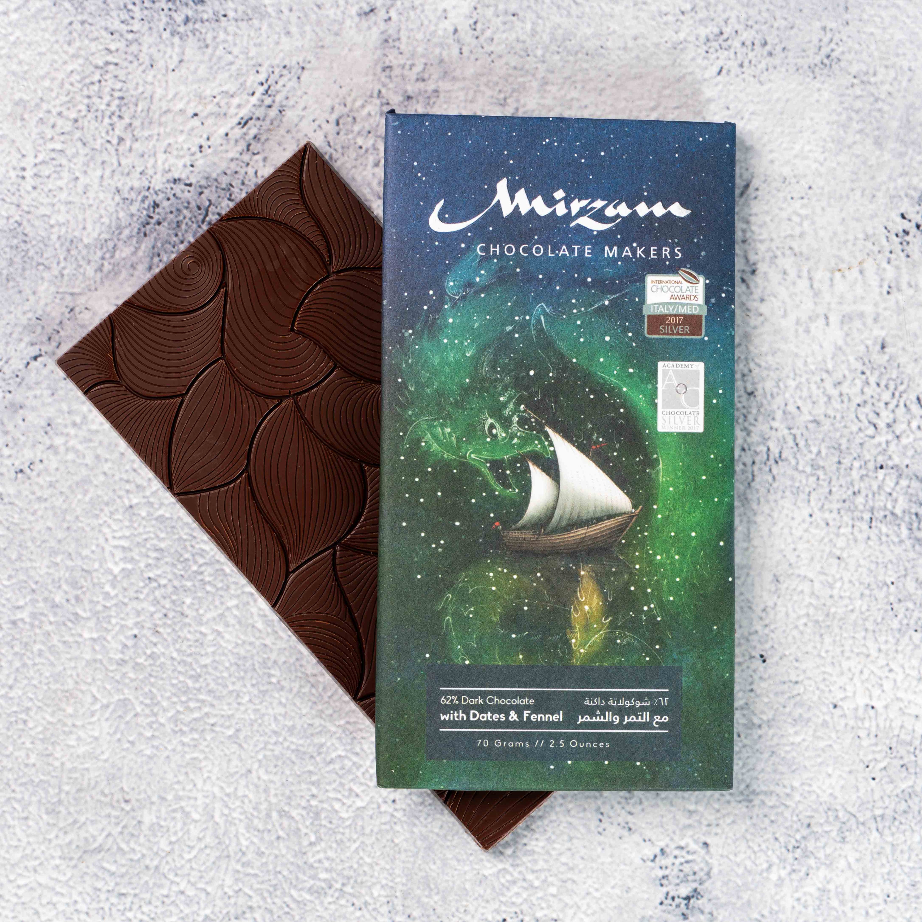 62% Dark Chocolate with Dates & Fennel