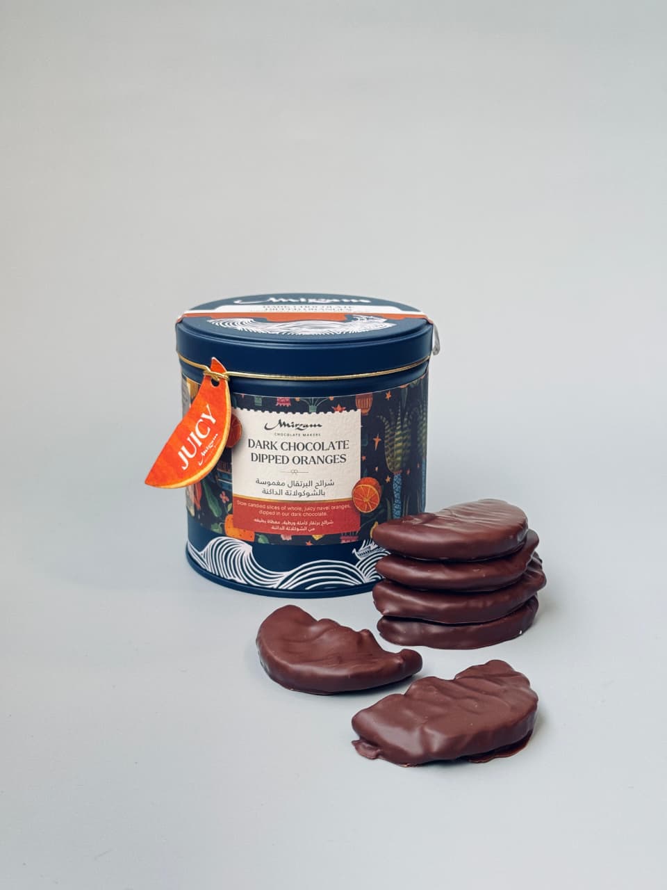 Dark Chocolate Dipped Oranges - Big Tin