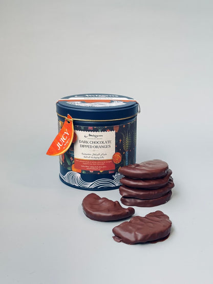 Dark Chocolate Dipped Oranges - Big Tin