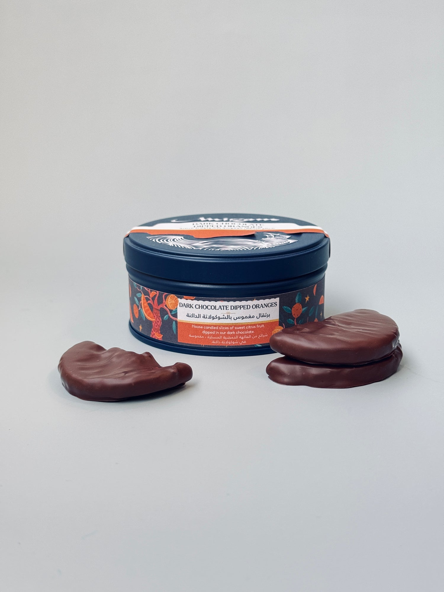 Dark Chocolate Dipped Oranges - Small Tin