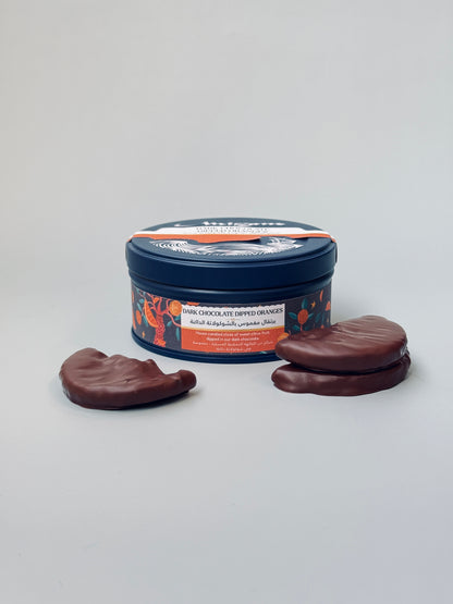 Dark Chocolate Dipped Oranges - Small Tin