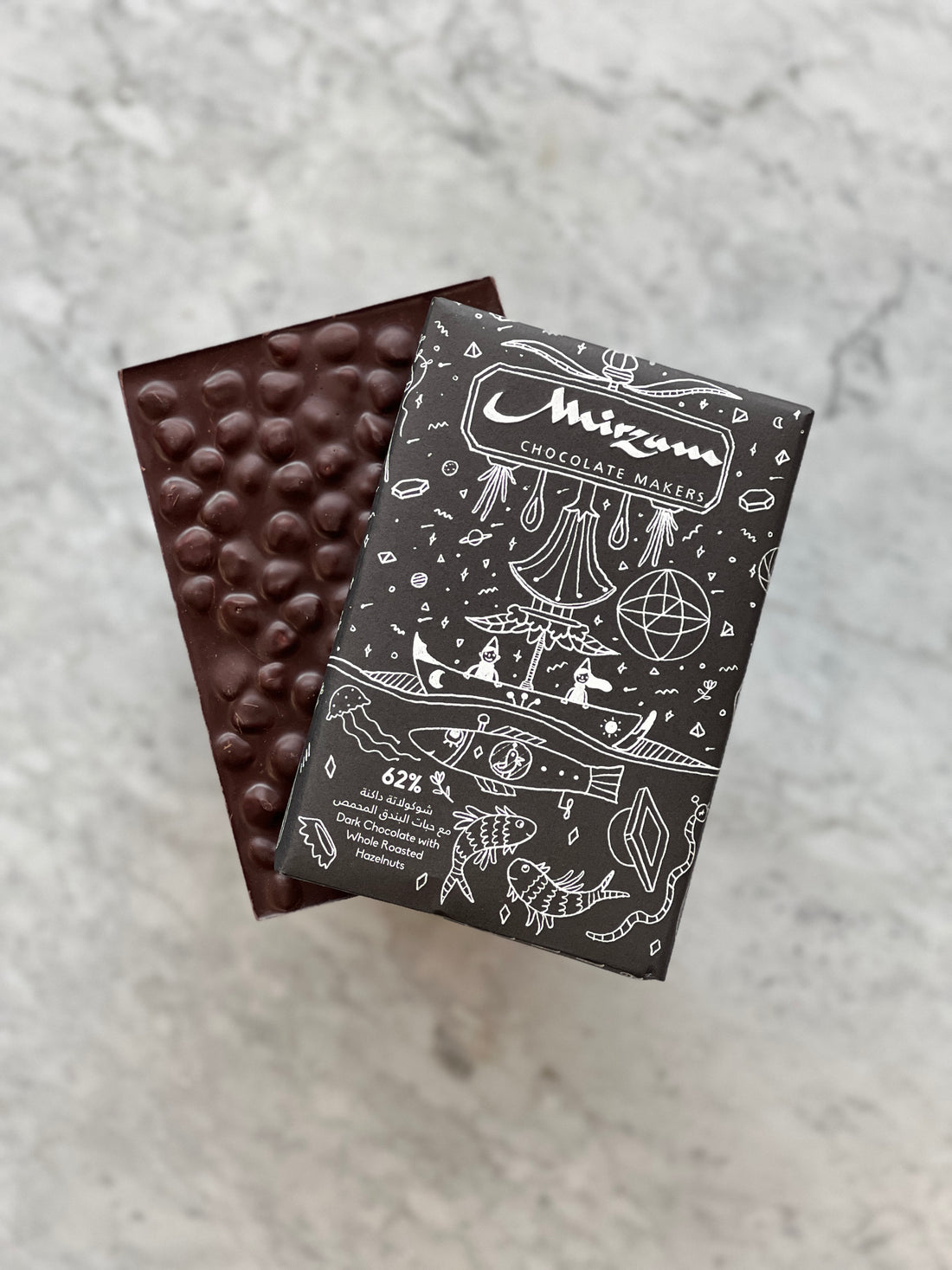 62% Dark Chocolate with Whole Roasted Hazelnut Slab