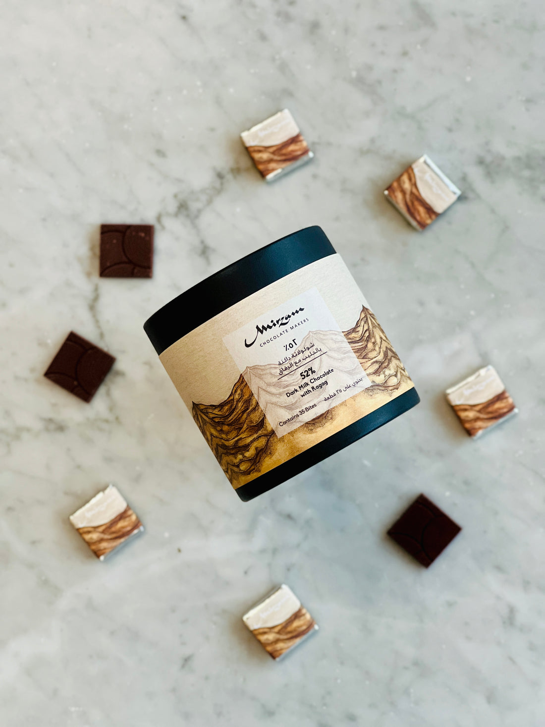 52% Dark Milk Chocolate with Ragag Box of 35 Bites