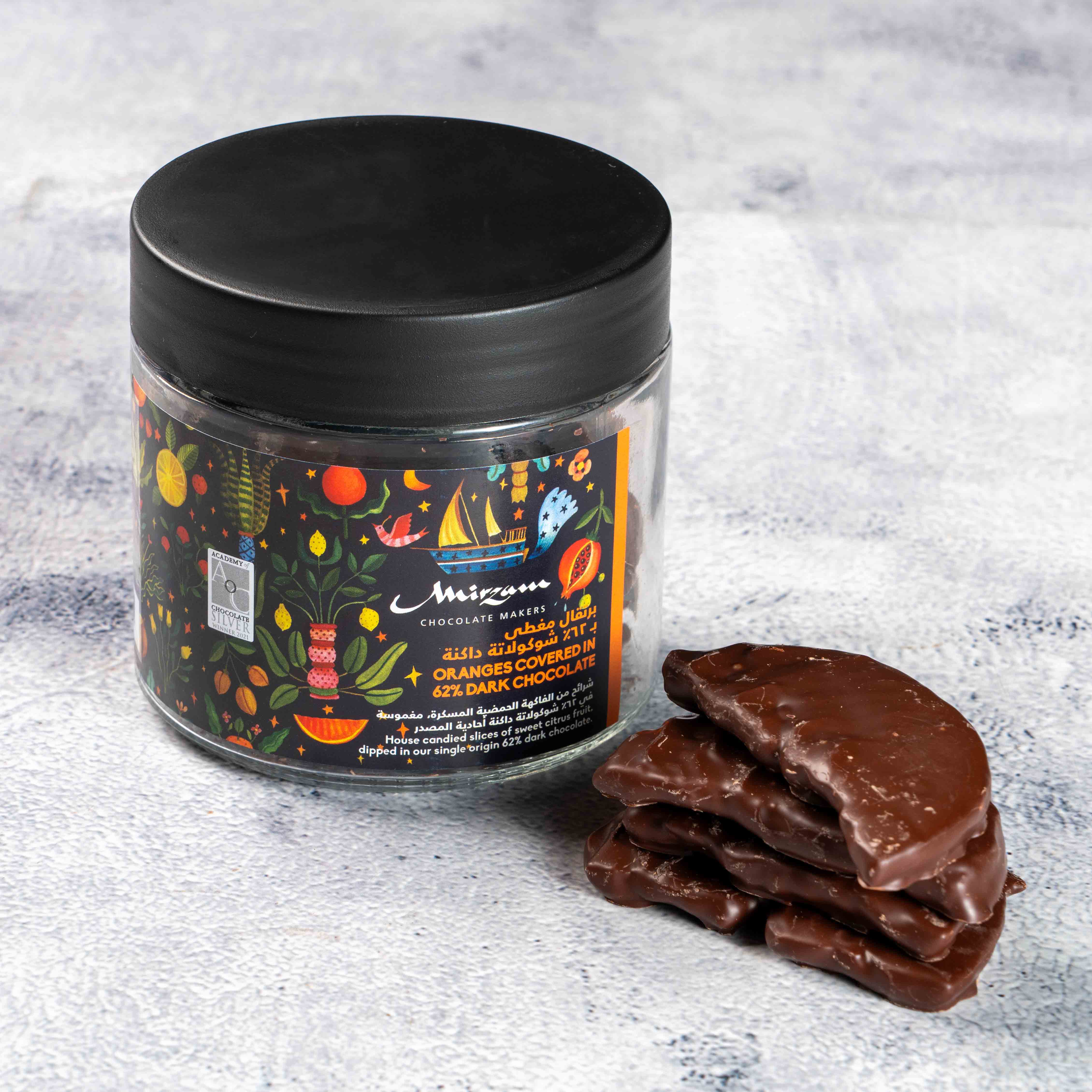 Oranges Covered in 62% Dark Chocolate – Mirzam Chocolate